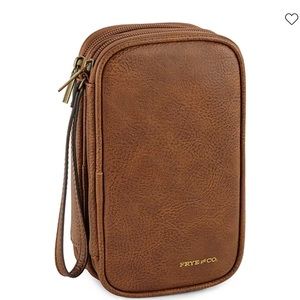 Frye and Co. brown vegan leather tech storage case.